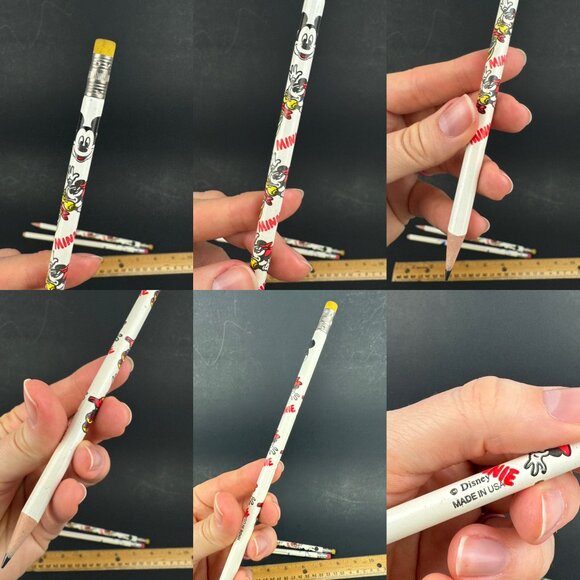 Vtg 3 Used Sharpened Disney Mickey Minnie Mouse Wood Pencils Collect Made in USA - Picture 5 of 10